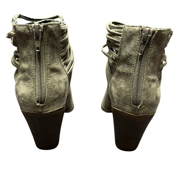 Fergalicous bootie ankle boots brown strappy heeled distressed  Y2K size 6.5 - Picture 5 of 9